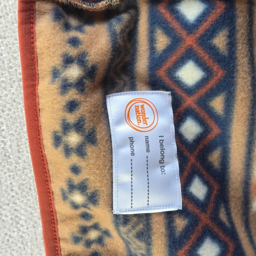 Youth Aztec Southwestern Zip Up Fleece‎ Jacket XL (14-16), Pockets Wonder Nation